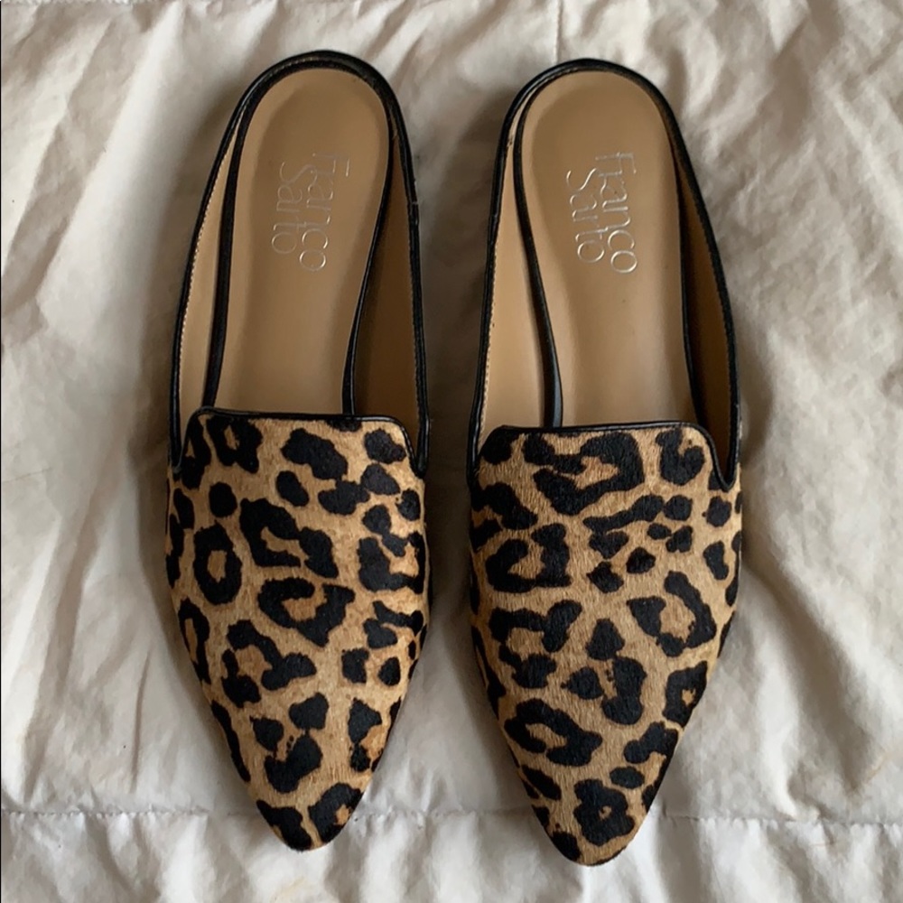 Franco Sarto leopard cheetah print slides mules 7